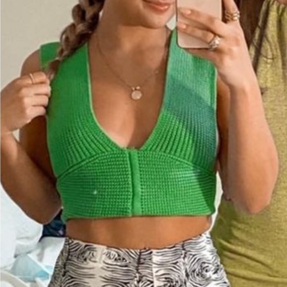 Green knit top